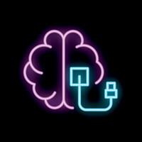 Neon brain connecting with a plug depicting artificial intelligence vector