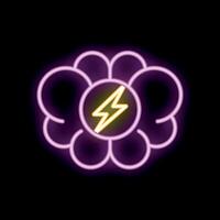 Neon sign representing brainstorming with brain made of light bulbs and lightning bolt vector