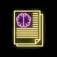 Neon icon of documents representing human brain power vector