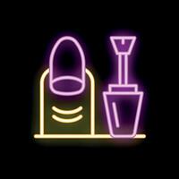 Neon sign showing nail polish applying on fingernail vector