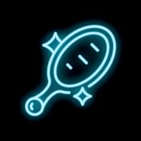 Neon blue hand mirror shining with glowing light effect vector
