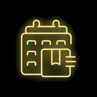 Neon yellow calendar showing scheduled package delivery date vector