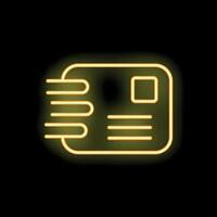 Neon yellow mail envelope sending flying through the air vector