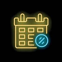 Neon icon of calendar showing day twenty three representing concept of time passing vector