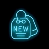 Neon icon of two tags with new sign on black background vector