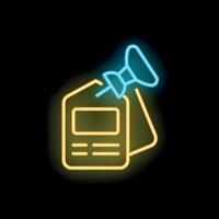 Neon icon of push pin fastening notes on black background vector