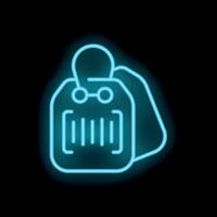 Neon barcode tags icon glowing on dark background vector