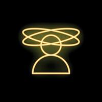 Neon sign of person thinking with circles around head vector