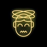 Neon icon of man feeling dizzy with vertigo vector