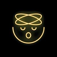 Neon yellow shocked emoji with eyes wide open and mouth open in surprise vector