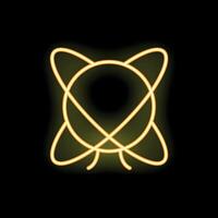 Neon atom icon glowing on dark background vector