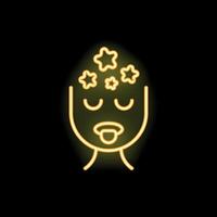 Neon icon of baby sleeping peacefully with stars above head vector