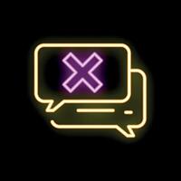 Neon sign representing deleting a message with speech bubbles and a cross symbol vector