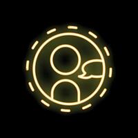 Neon icon of person talking inside a circle vector