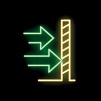 Neon glowing arrows pointing at a wall representing a business goal vector