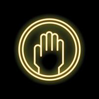 Neon yellow stop hand sign warning of restricted access vector