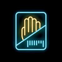 Neon icon of hand scanner identifying person by fingerprint vector