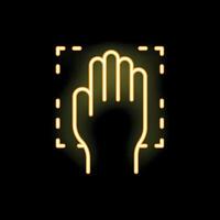 Neon icon of hand scanning for security access control vector