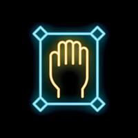 Neon icon of hand scanning for security access control vector
