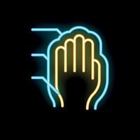 Neon icon of hand scanning for security access vector
