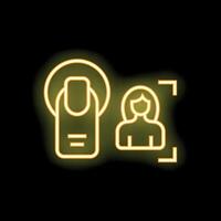 Neon icon of fingerprint scanning for facial recognition software vector