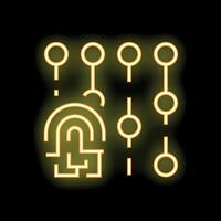 Glowing neon yellow icon of a fingerprint security system vector