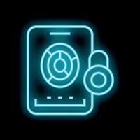 Neon icon of a padlock locking business data on a smartphone vector