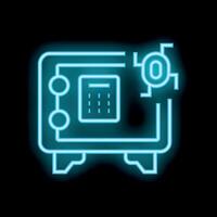 Neon icon of strongbox representing online security measures vector