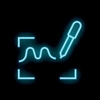 Neon signature icon representing signing document with blue pen vector