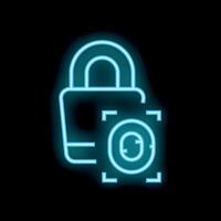 Neon padlock icon representing secure online transactions vector