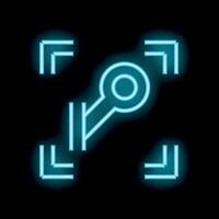 Neon key icon glowing on dark background vector