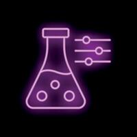 Neon icon of erlenmeyer flask being adjusted with buttons vector