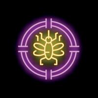 Neon sign representing a target aiming at a mosquito vector