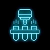 Neon icon of robotic arm adding substance to test tubes vector