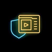 Blue shield protecting player interface with neon light effect vector