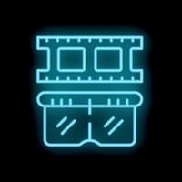 Neon icon of random access memory ram chip glowing on black background vector