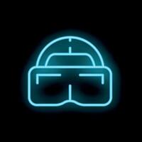 Neon icon of virtual reality headset glowing on black background vector
