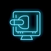 Neon icon of computer mouse clicking on screen representing online business and technology vector