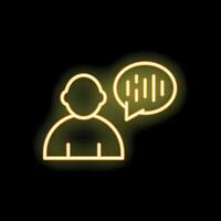 Neon icon of person talking with speech bubble vector