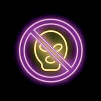 Neon sign showing forbidden balaclava on black background vector