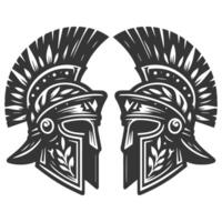 Two spartan helmets with feathers on the sides vector