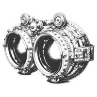 A drawing of two binoculars vector