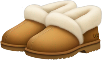 A pair of brown ugg boots with white fur png
