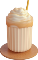 A cup of whipped cream with a straw on top png