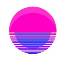 Abstract gradient sunset with retro style png