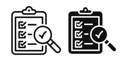 Quality Control editable stroke and solid web icon set. illustration vector