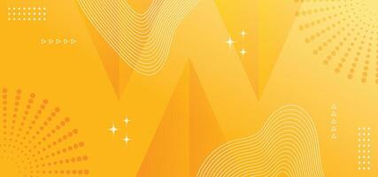 Modern yellow shape 3d ,wavy line and stars abstract background. illustration vector