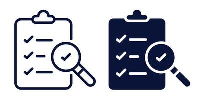 Quality Control blue color editable stroke and solid web icon set. illustration vector