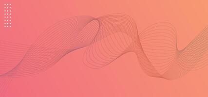 Undulate gradient orange and red lines with blend effect. Isolated wave swirl on gradient orange and red background. vector