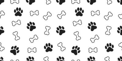 Seamless pattern of paw and bones in black on white background.Pets pattern background vector